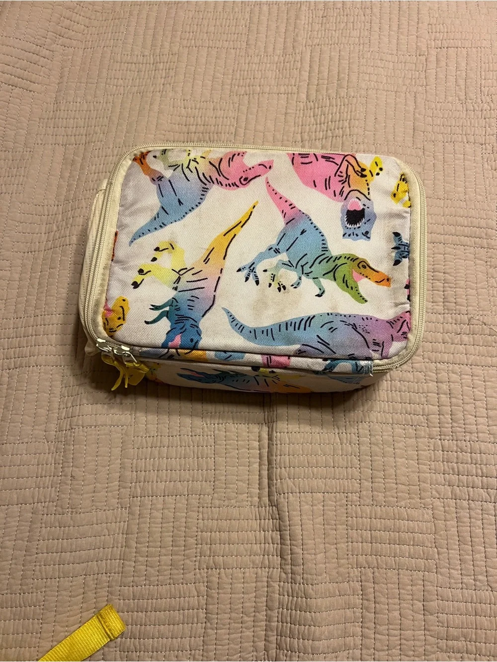 Kids Dino Print Backpack in Yellow Accent and lunchbox